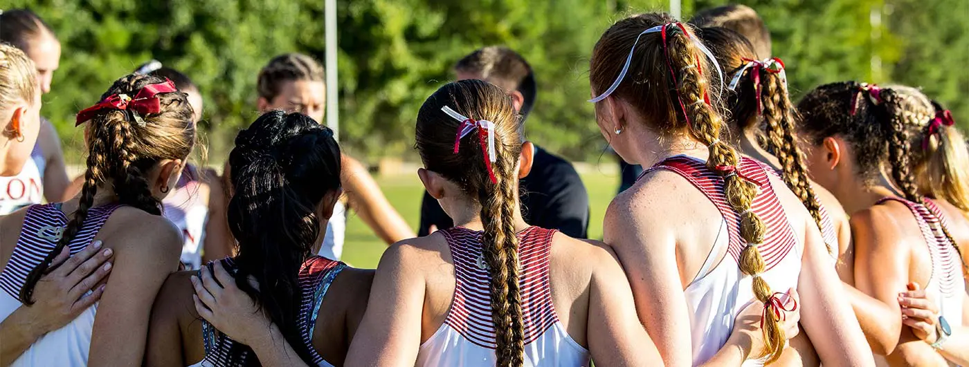 women in a huddle